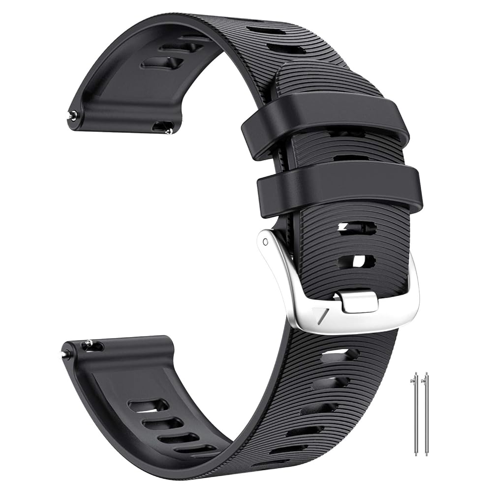 ANBEST 20mm Silicone Watch Band for Garmin Forerunner 245/645/Vivoactive 3 - Black