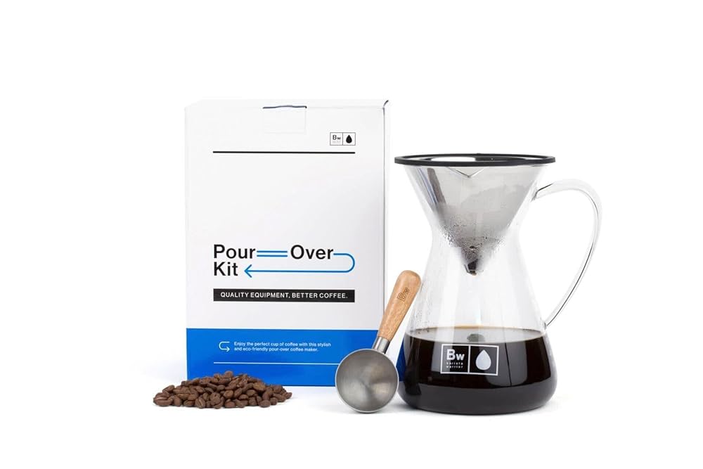 Barista Warrior Pour Over Kit - Large Glass Carafe with Reusable Coffee Filter - 7 Cup Drip Coffee