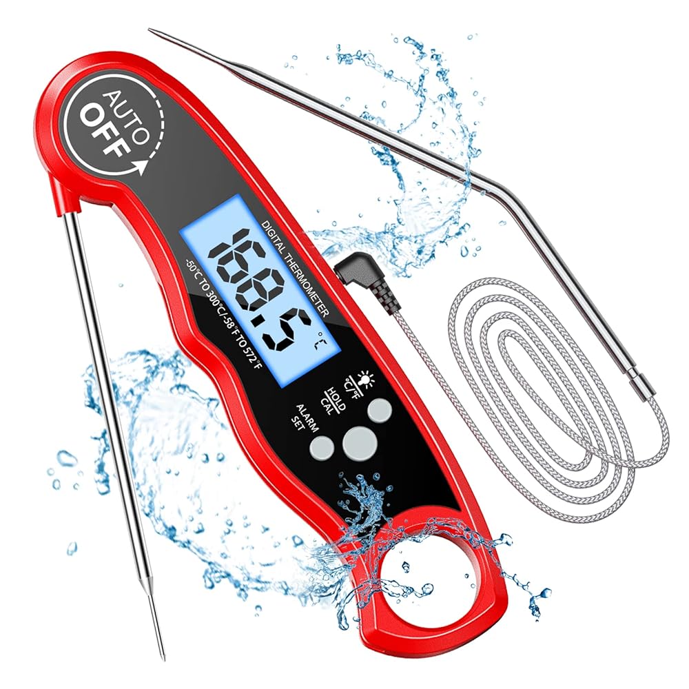 CIRYCASE Digital Meat Thermometer, Long Probe, Alarm, Oven Thermometer