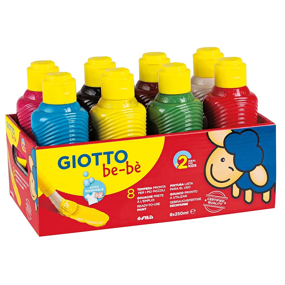 GIOTTO be-bè F532000 Tempera Paint Set - 250 ml, 8 Colors