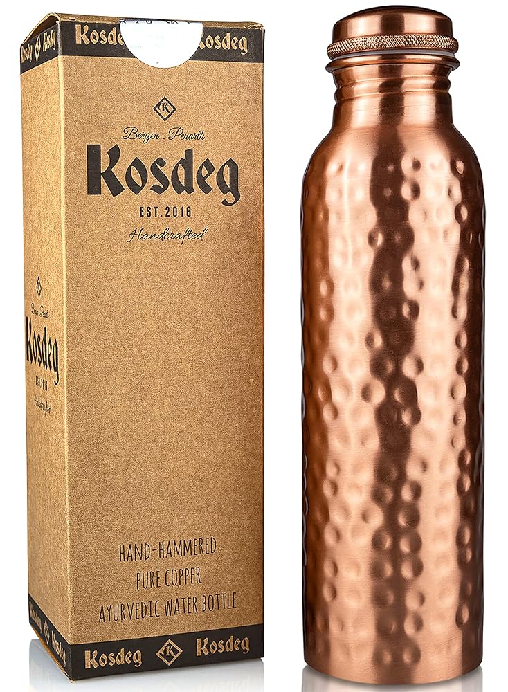 Kosdeg Copper Water Bottle, 34 oz