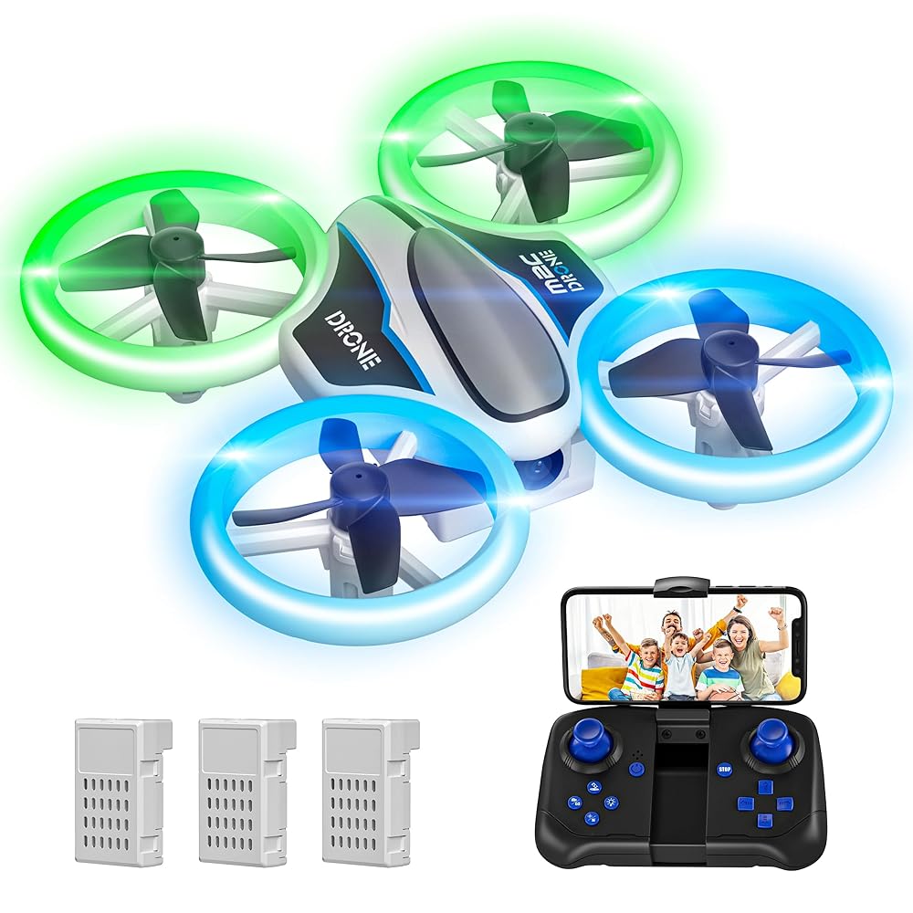 Mini Drone with HD Camera for Kids - LED Lights, 3D Flips, Headless Mode - 21 Min Flight Time - Toy Drone for Beginners