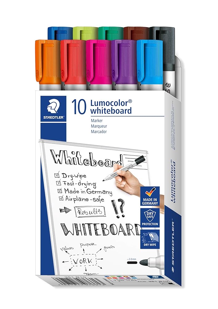 STAEDTLER Lumocolor Whiteboard Marker, 2.00mm, 10 Pack