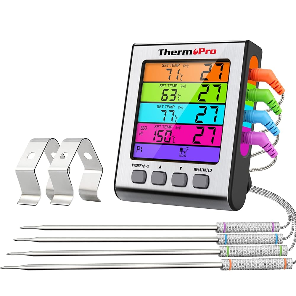 ThermoPro TP17H Digital Grill Thermometer with 4 Stainless Steel Probes