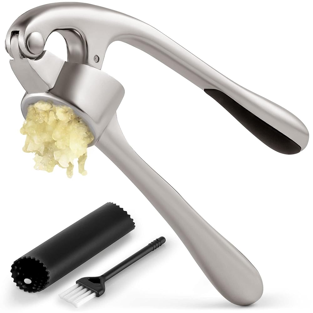 Zulay Kitchen Garlic Press with Soft, Easy-to-Press Handle